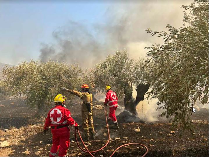 Εθελοντές Σαμαρείτες-Διασώστες επιχειρούν στο πλευρό της Πυροσβεστικής Υπηρεσίας στο μεγάλο πύρινο μέτωπο στο Σαράντη Βοιωτίας