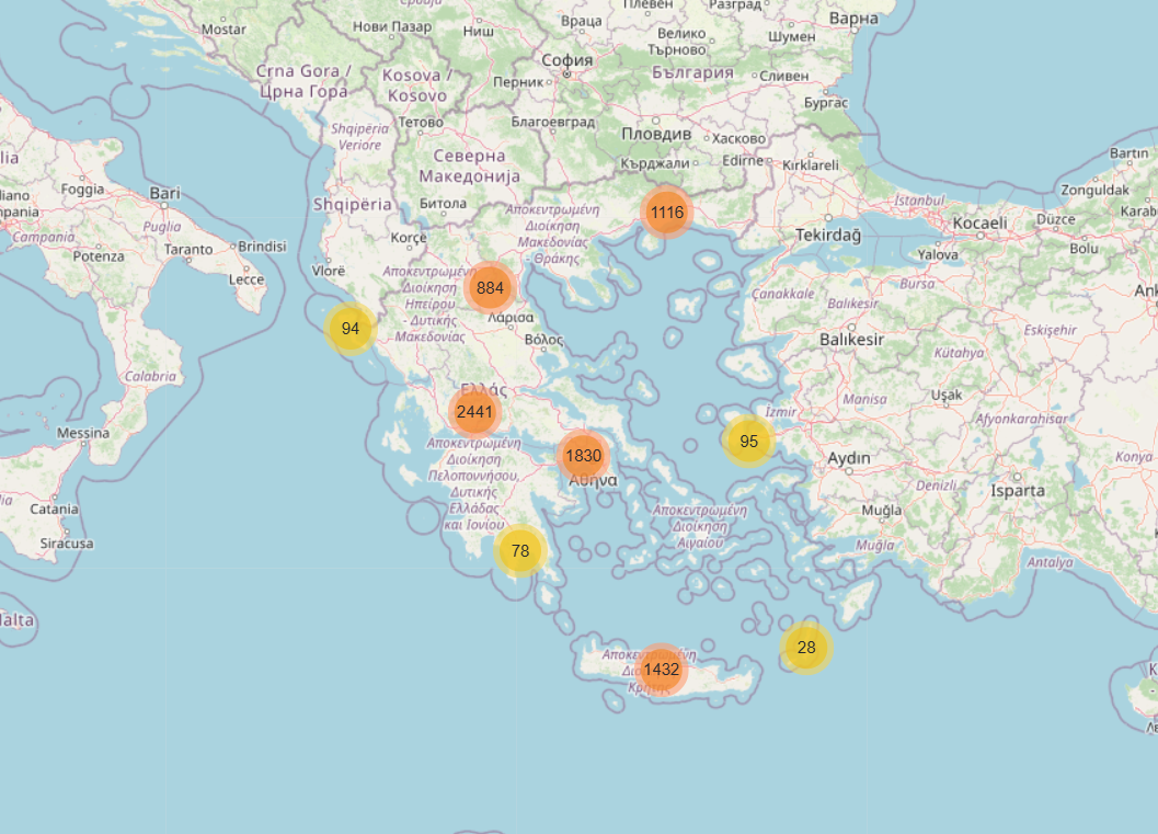 Ψηφιακός χάρτης με τα ασφαλή σημεία συγκέντρωσης σε Σαντορίνη και Αμοργό