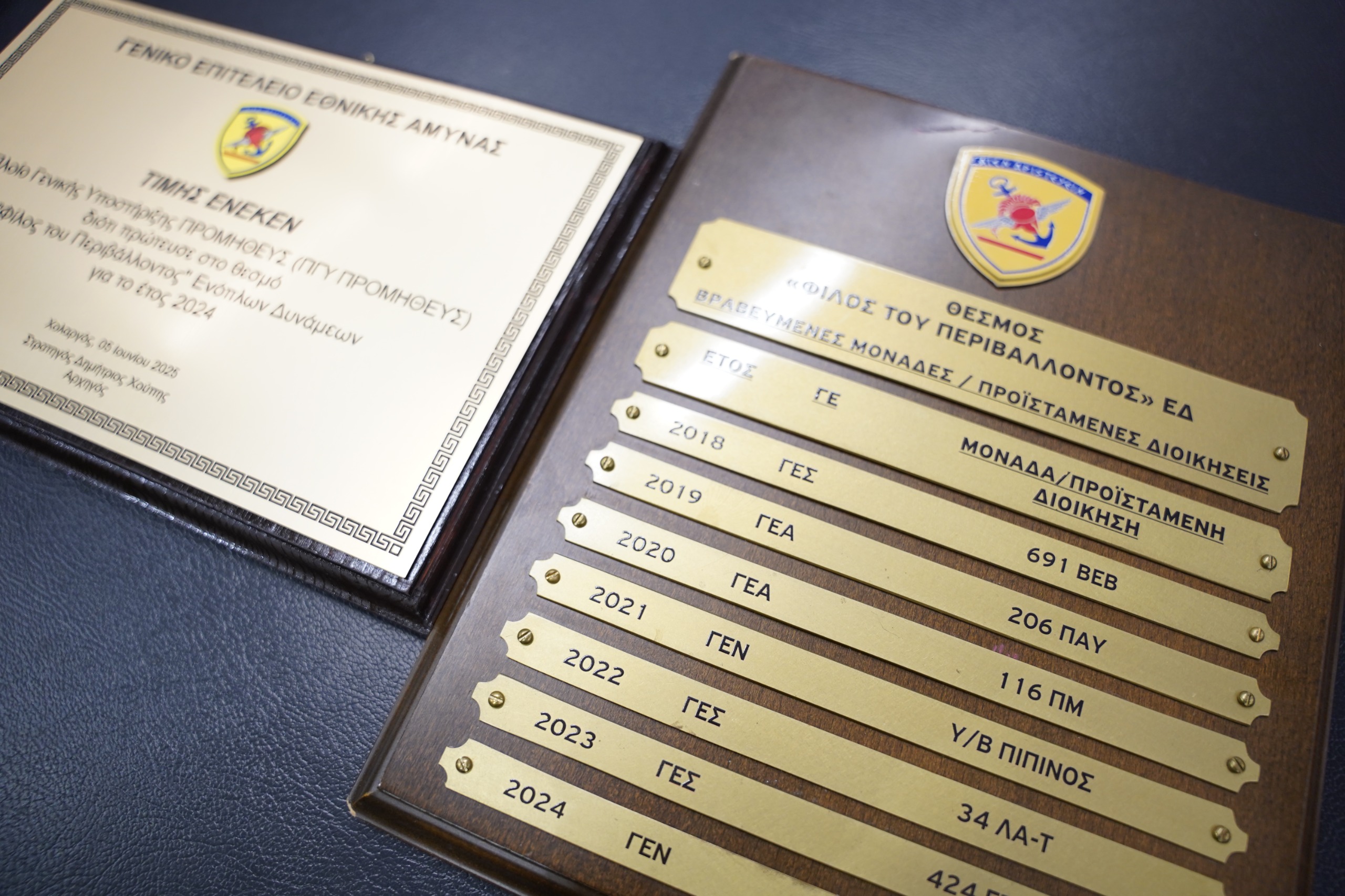 Βράβευση «ΦΙΛΟΥ ΤΟΥ ΠΕΡΙΒΑΛΛΟΝΤΟΣ» των Ενόπλων Δυνάμεων για το Έτος 2024