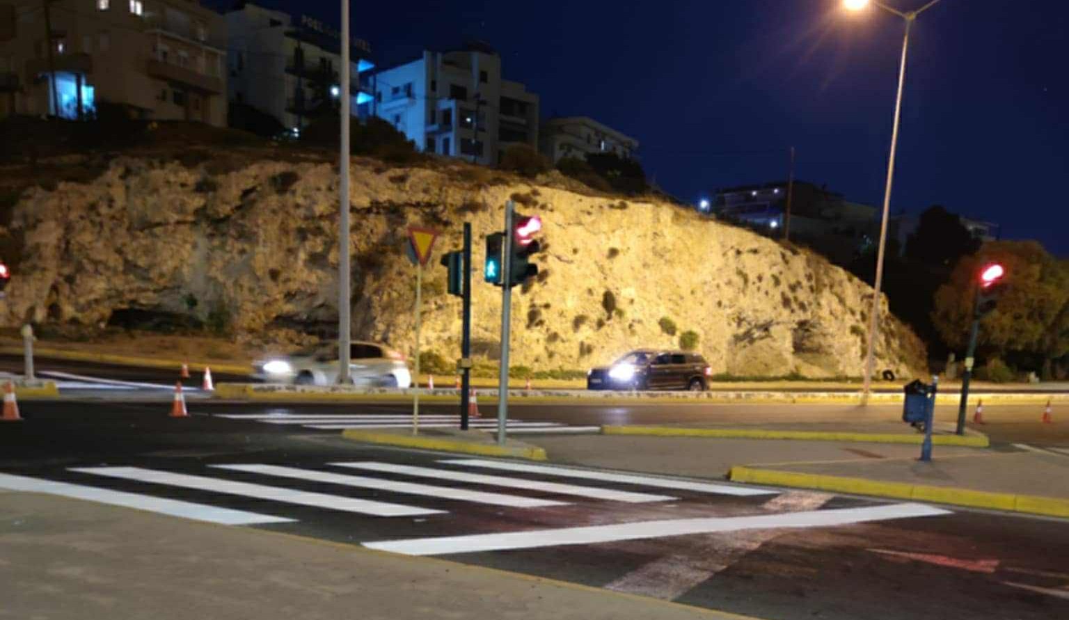 Νυχτερινές εργασίες διαγραμμίσεων στο Ηράκλειο