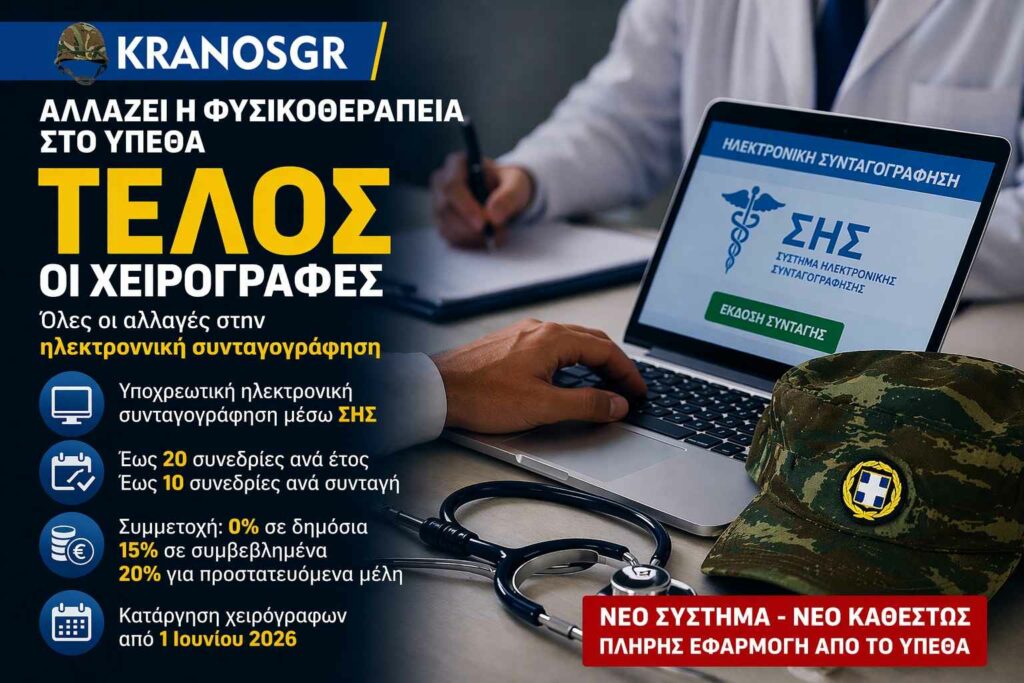 Νέο καθεστώς στις φυσικοθεραπείες για στρατιωτικούς