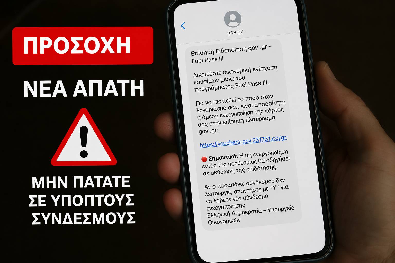 Προσοχή σε παραπλανητικά μηνύματα (SMS) σχετικά με το Fuel Pass III