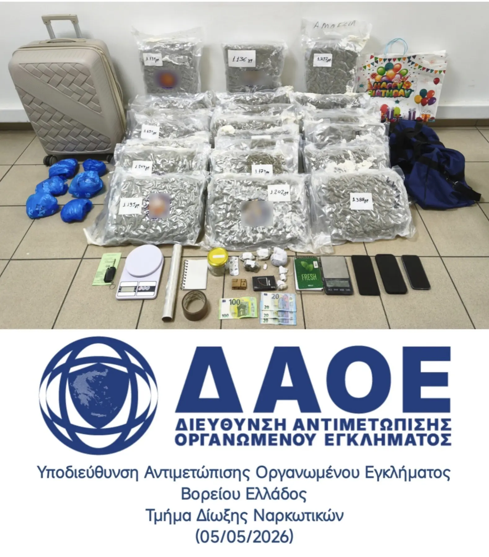 Εγκληματική οργάνωση αποθήκευε και διακινούσε κάνναβη στη Θεσσαλονίκη (video)