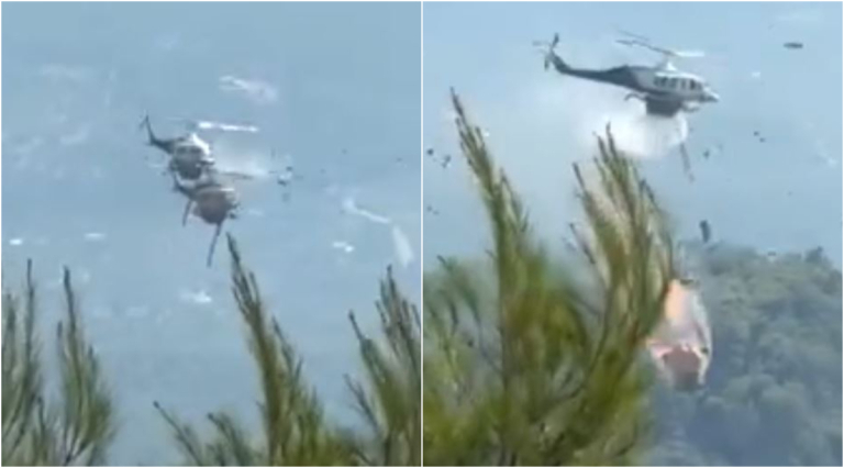 Σύγκρουση πυροσβεστικών ελικοπτέρων στην Ψάθα: Δύο ελαφρά τραυματίες και δύο χωρίς τις αισθήσεις τους